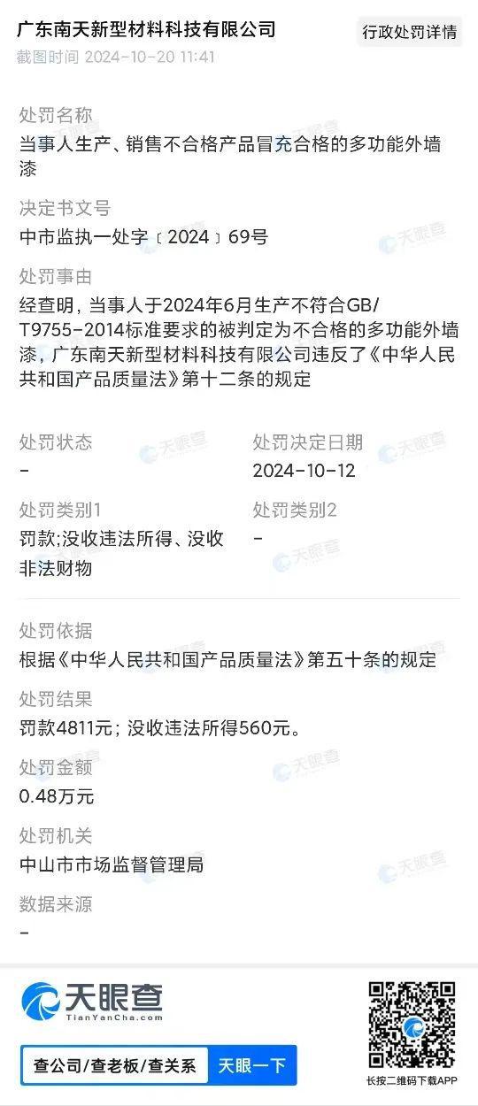 昔日知名涂料品牌“环保+行政”罚单梅开二度、合计被罚35万(图1)